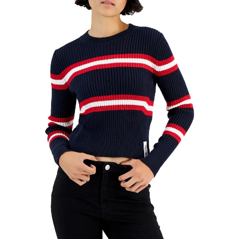 Fleece Knit TopsTommy Jeans Womens Ribbed Cotton Crewneck Sweater