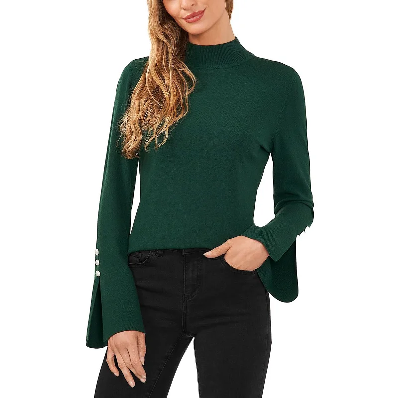 Zippered Knit TopsCeCe Womens Ribbed Trim   Pullover Sweater