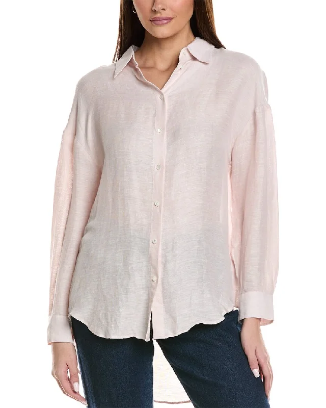 Reiss Ellis Oversized Linen-Blend ShirtLarge women's stretch tops