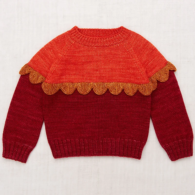 Metallic Knit TopsScallop Yoke Sweater in Berry by Misha & Puff