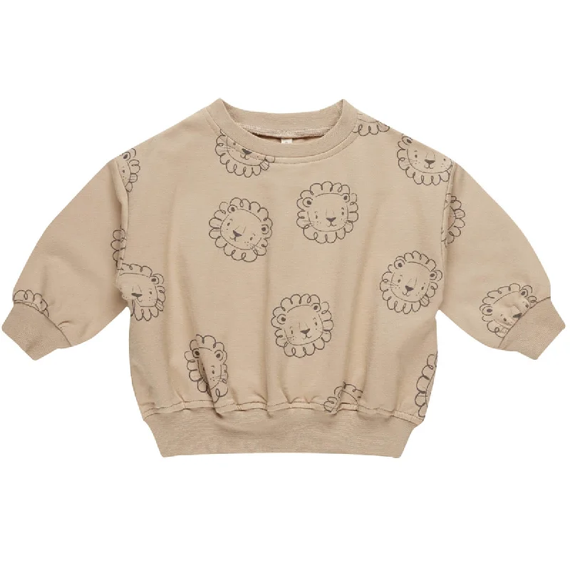 Designer Knit TopsRelaxed Fleece Sweatshirt in Lions by Quincy Mae