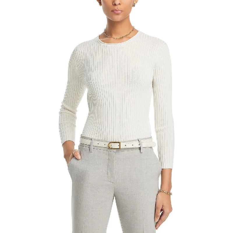 V-Neck Knit TopsTheory Womens Ribbed Merino Wool Pullover Sweater