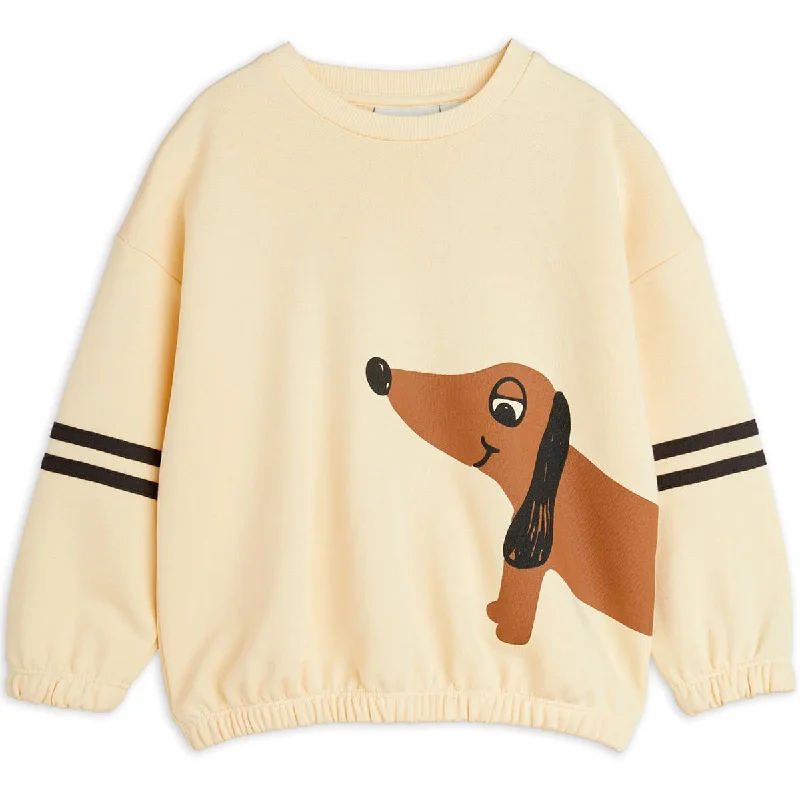 Layered Knit TopsDog Stripes Sweatshirt in Beige by Mini Rodini