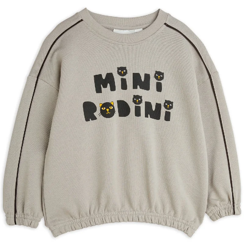 Hooded Knit TopsCats Sweatshirt in Grey by Mini Rodini