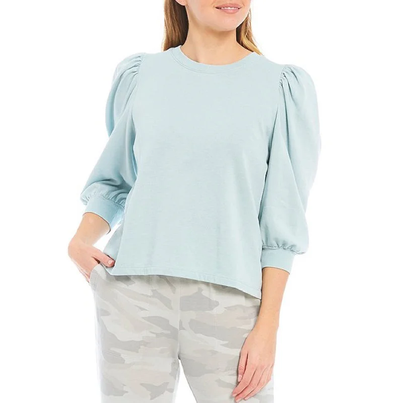 Off-Shoulder Knit TopsMariposa Flounce Pullover (Mint)