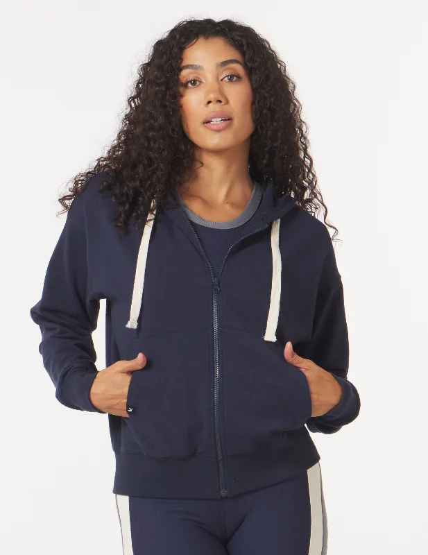 Vintage Oversized Zip Up: NavyWomen's thick tops