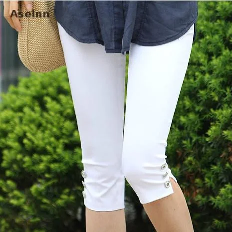 Aselnn Hot! 2019 Summer Pants & Capris Women Fashion Mid Waist Casual Capris Plus Size Ladies Pencil Pants Female S-3xlLarge women's anti-static tops