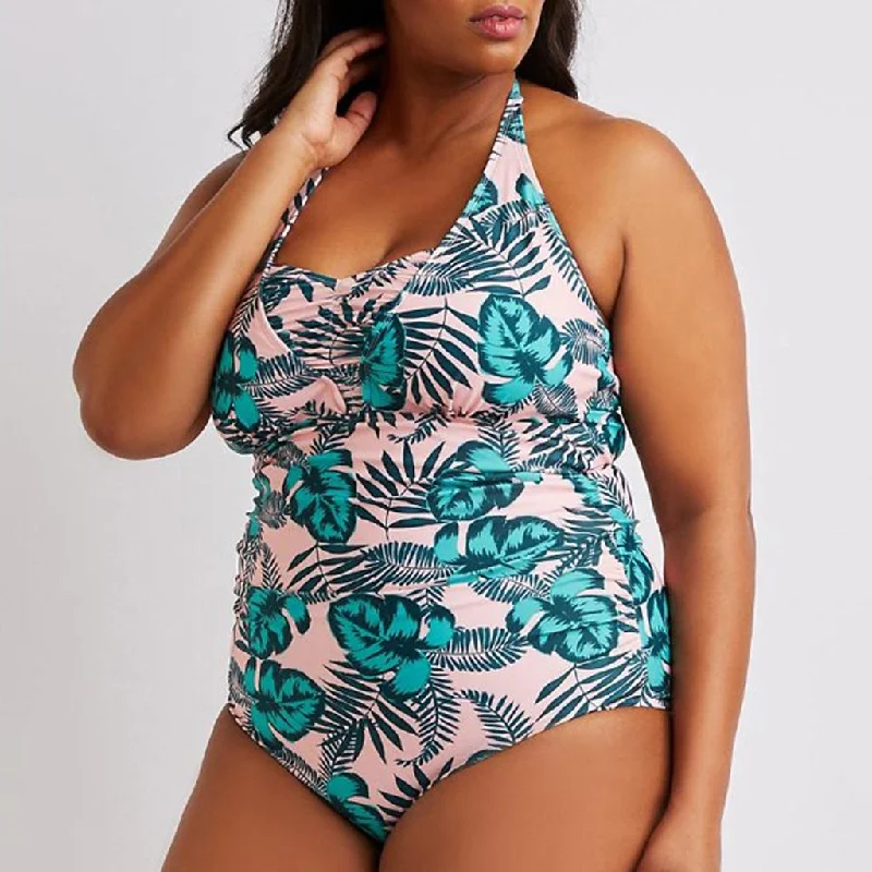 maillot de bain femme 2019 Women Color Print High Waist Plus Size Bikini One-piece Swimsuit swimwear maillot de bain femmeWomen's autumn tops