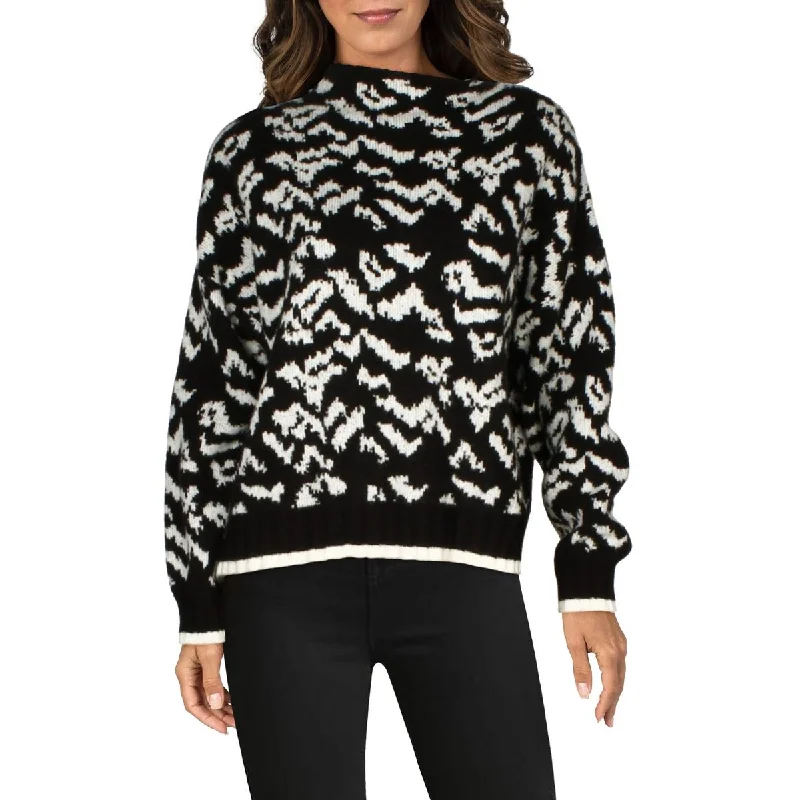 Outdoor Knit TopsAqua Womens Printed Cable Knit Mock Turtleneck Sweater