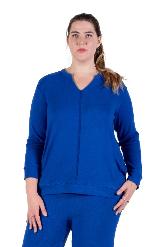 Plus Size Comfort Luxe Collection Cozy Knit V- Neck TunicPlus size women's printed tops