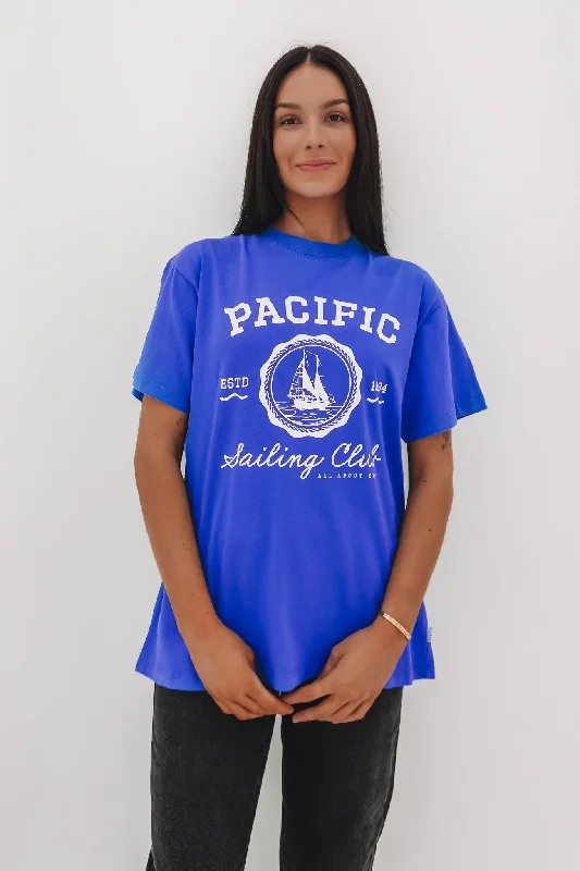 Pacific Oversized Tee BlueLarge women's loose tops