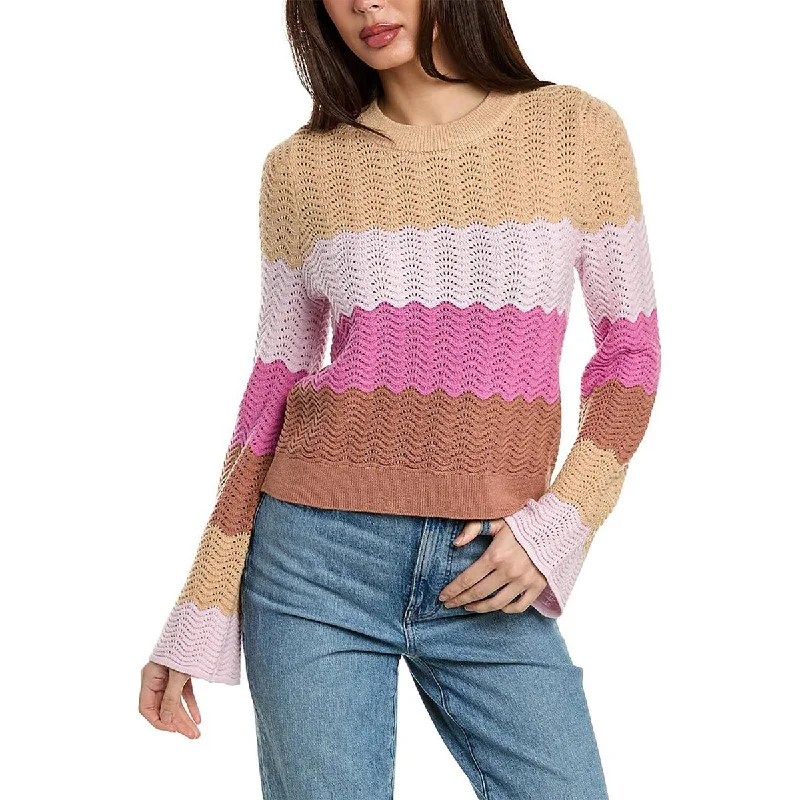 Colorblock Knit TopsDesign History Womens Crochet  Pullover Sweater