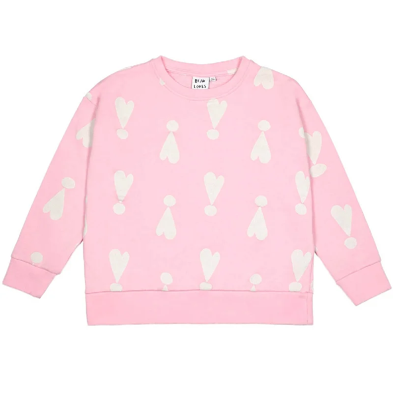 Branded Knit TopsExclamation Hearts Relaxed Fit Sweatshirt in Rose Pink by Beau Loves