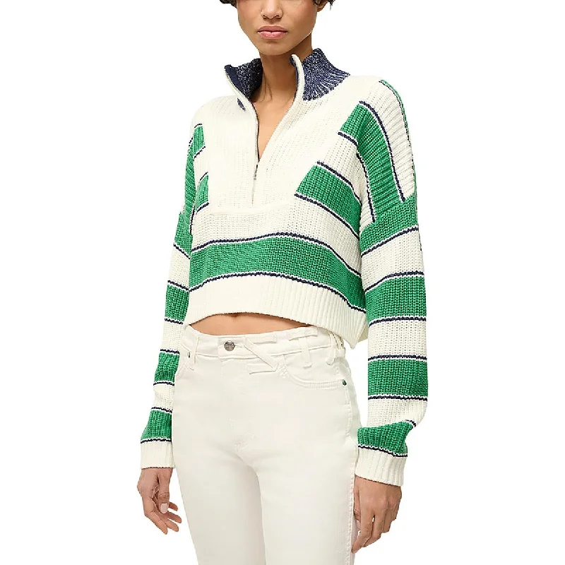 Painted Knit TopsSTAUD Womens Collar Cotton Pullover Sweater