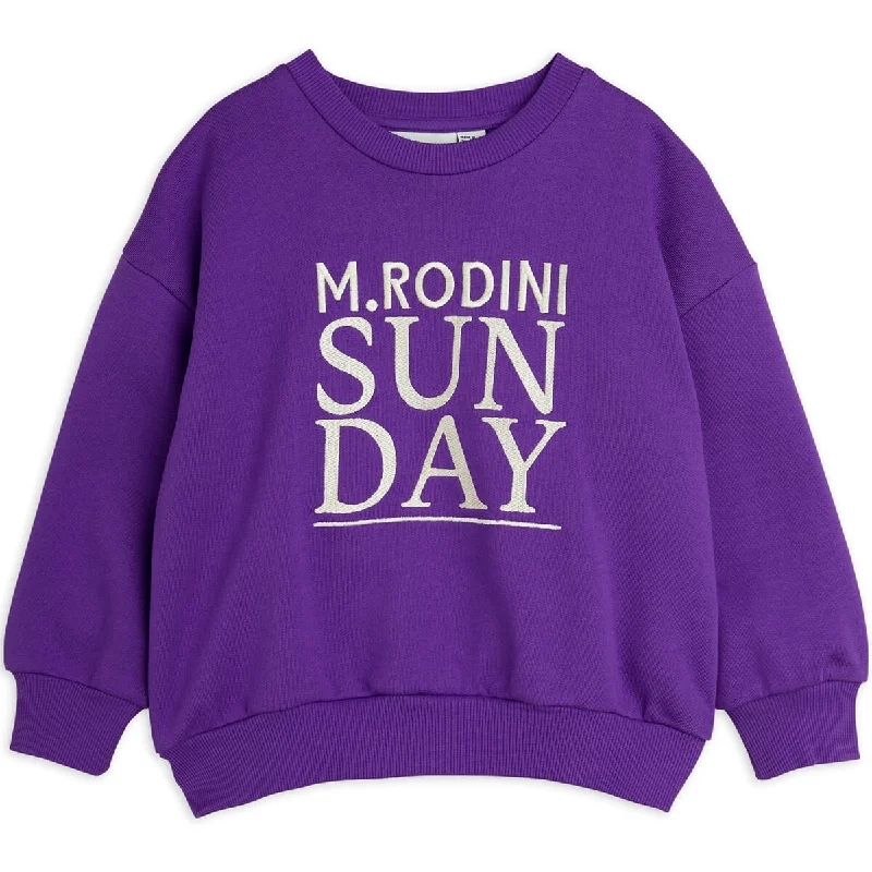 Urban Knit TopsSunday Embroidered Sweatshirt in Purple by Mini Rodini