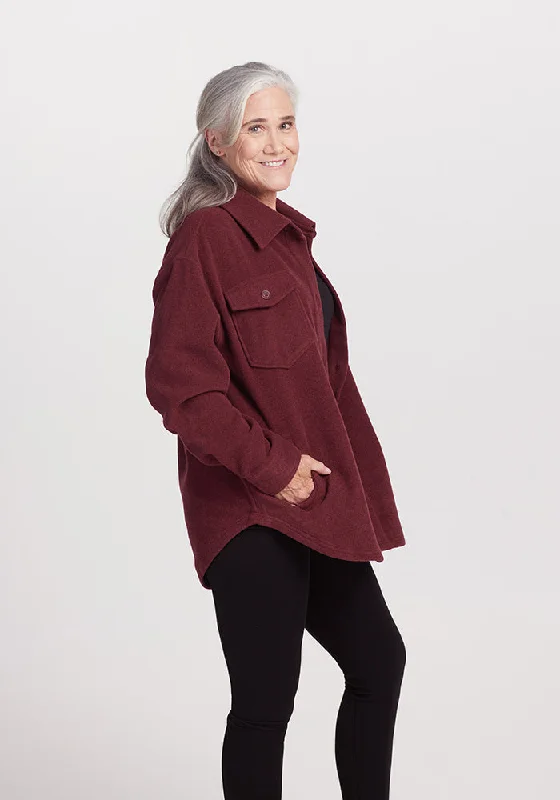 Asymmetrical Knit TopsSawyer Shacket • Final Sale Deals! - Cranberry