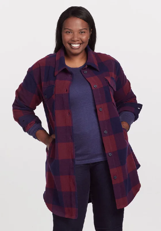 Sheer Knit TopsSutton Shacket • Final Sale Deals! - Cranberry Navy Checkered