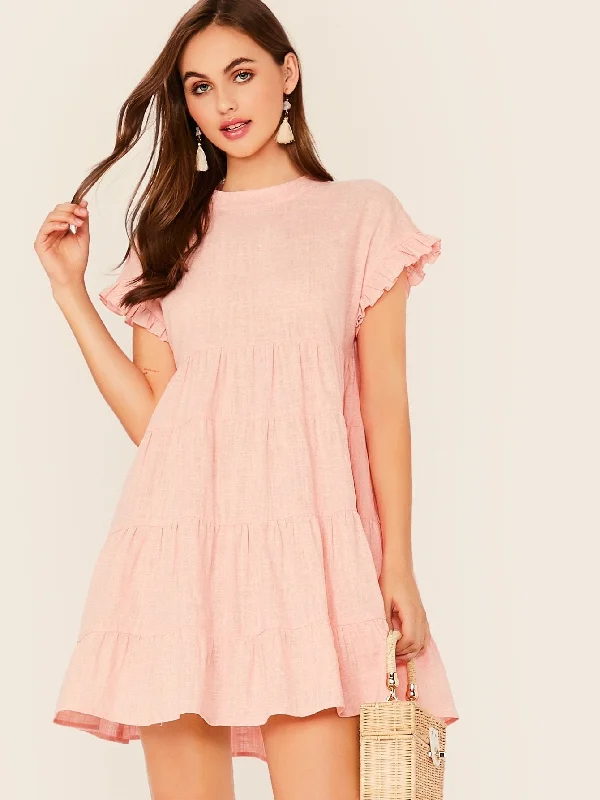 Ruffle Cuff Smock Dress