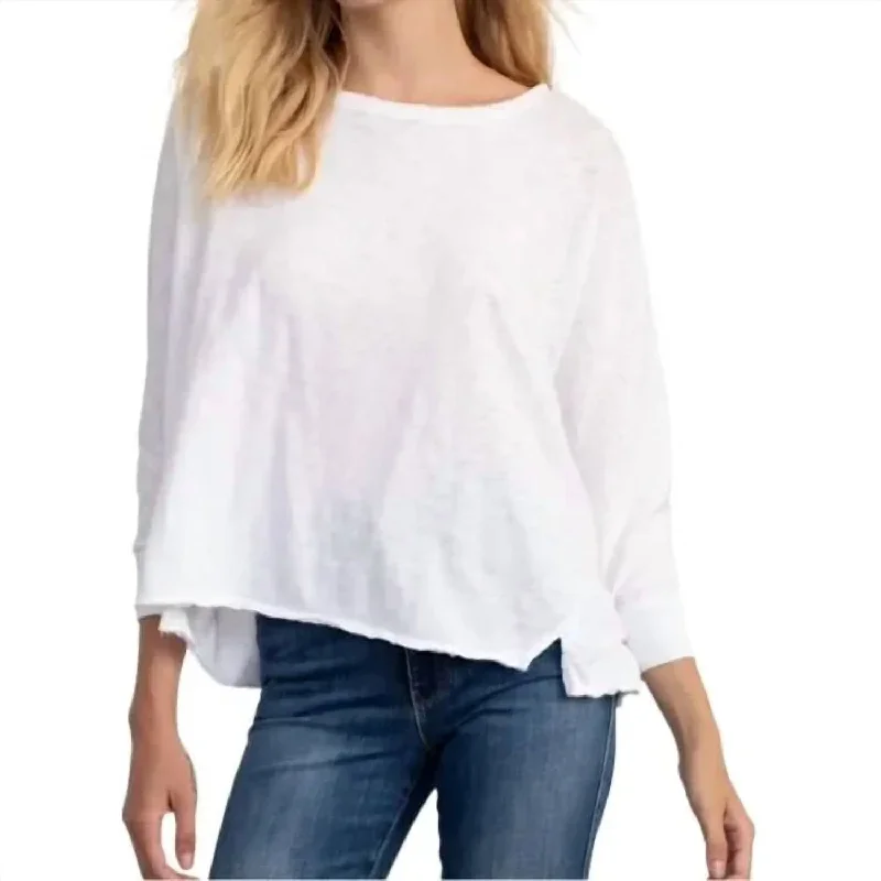 Oversized Dolman Tee In WhiteWomen's long sleeve tops