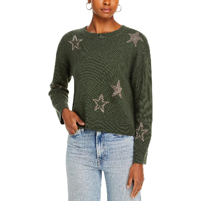 Crewneck Knit TopsRails Womens Perci Ribbed Trim  Metallic Pullover Sweater