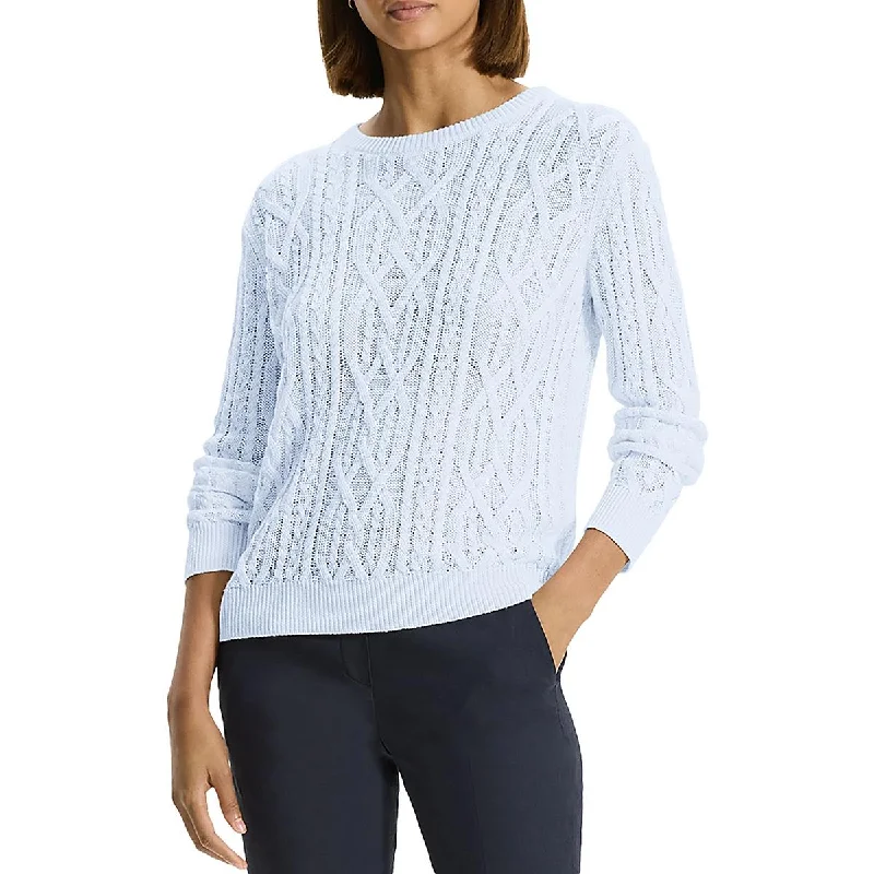 Urban Knit TopsTheory Womens Solid Linen Crewneck Sweater