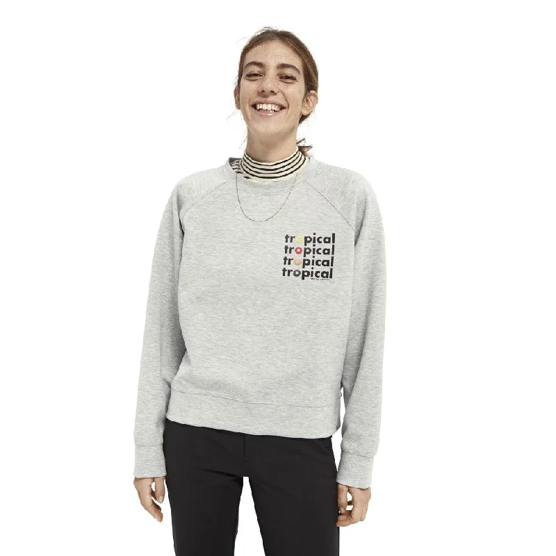 Button-Up Knit TopsGraphic Crew Neck Sweater (Grey)