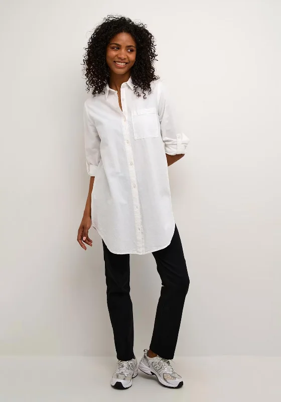 Kaffe Naya Oversized Longline Shirt, WhiteWomen's summer tops