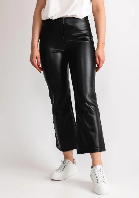 CroptopbreathableRobell Joella Faux Leather Cropped Flare Trousers, Black