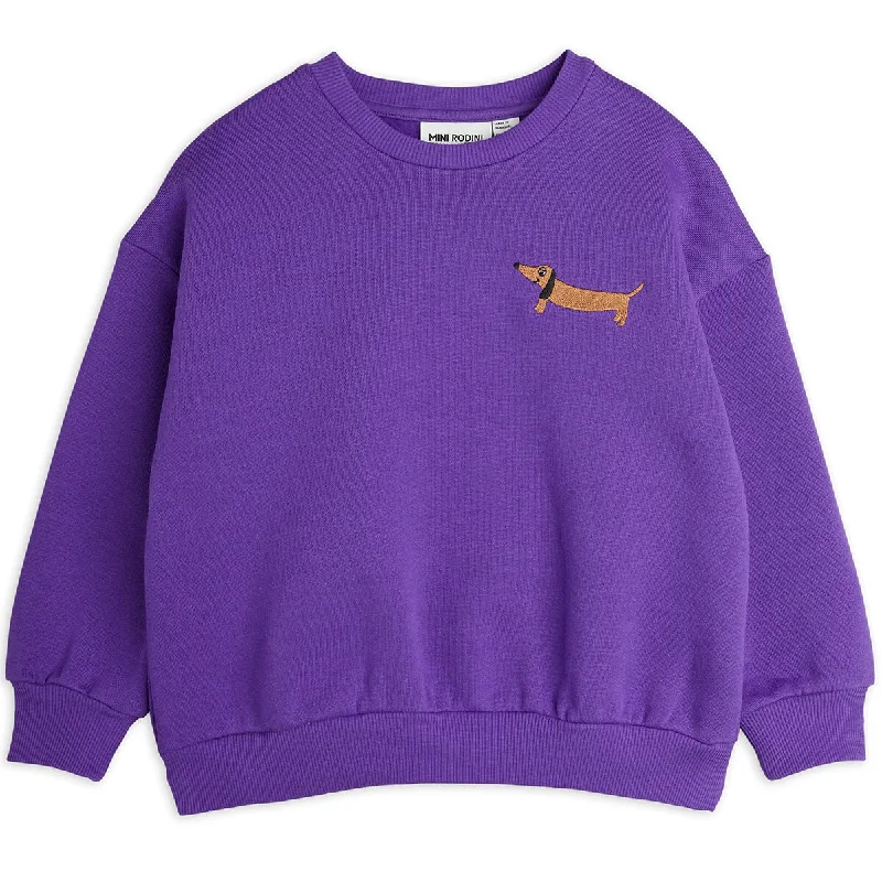 Performance Knit TopsDog Embroidered Sweatshirt in Purple by Mini Rodini