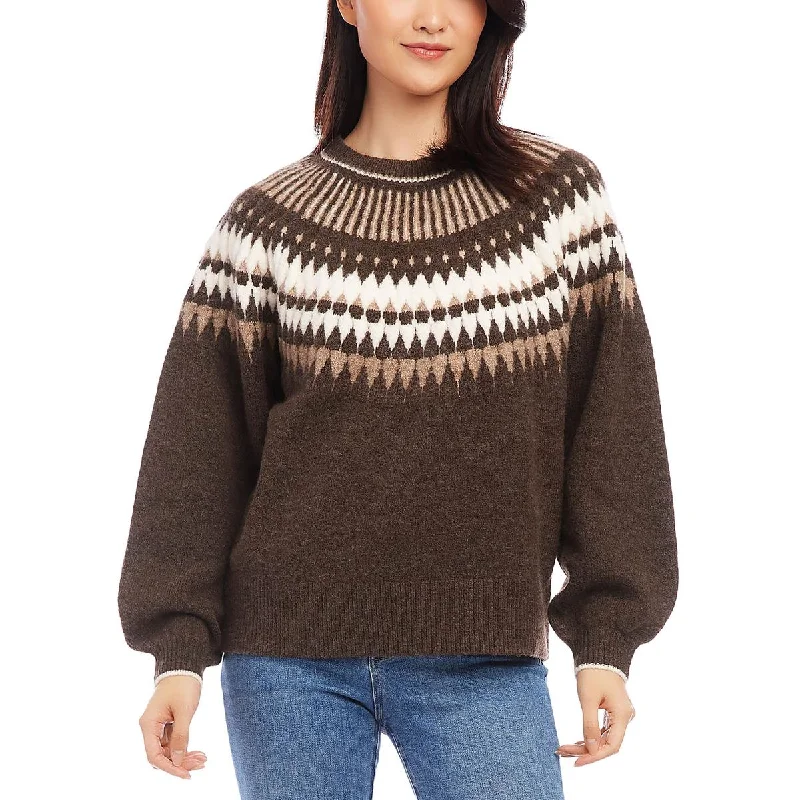 Spring Knit TopsKaren Kane Womens Ribbed Trim   Pullover Sweater