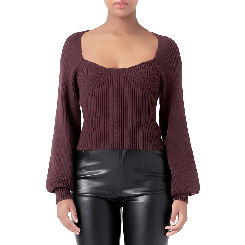 Colorblock Knit TopsEndless Rose Womens Ribbed Knit Crop Sweater