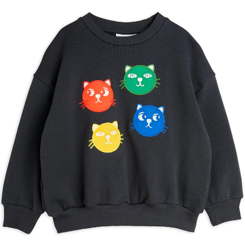 Cultural Knit TopsCool Cats Sweatshirt in Black by Mini Rodini