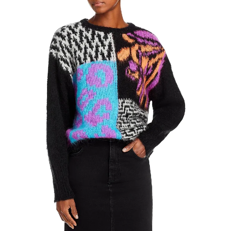 Sequined Knit TopsEssentiel Antwerp Womens Patchwork Printed Crewneck Sweater