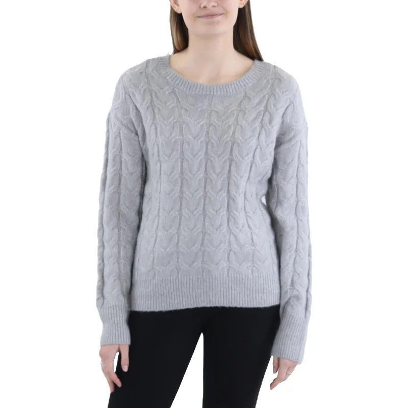 Embellished Knit TopsBelldini Womens   Metallic Cable Knit Pullover Sweater