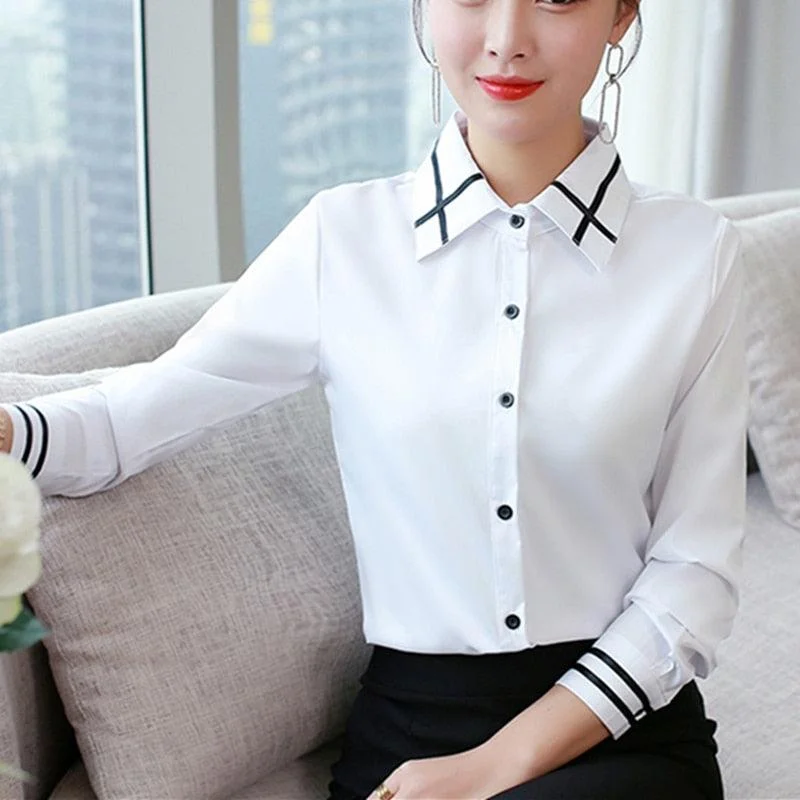 Women  Elegant Shirts - Plus Size Fashion Women Striped Blouses Shirts (TB4)(F19)Women's travel tops