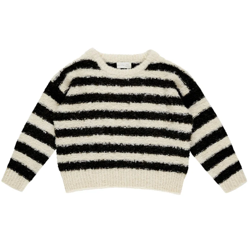 College Knit TopsAspen Sweater in Fuzzy Stripe by Rylee & Cru