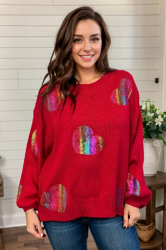 Formal Knit TopsMetallic Hearts Sweater