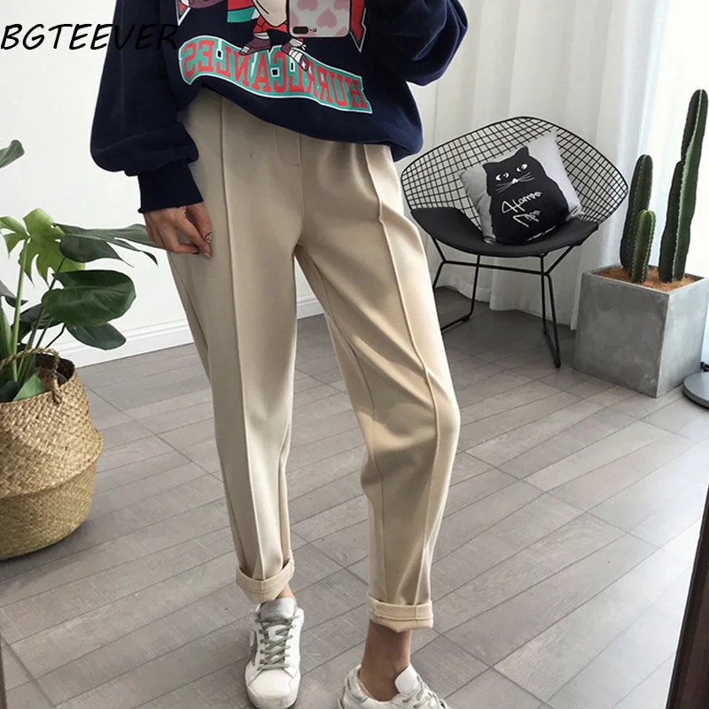 Winter Thicken Women Pencil Pants Plus Size Wool Pants Female 2019 Autumn High Waist Loose Trousers Capris Good FabricLarge women's waterproof tops