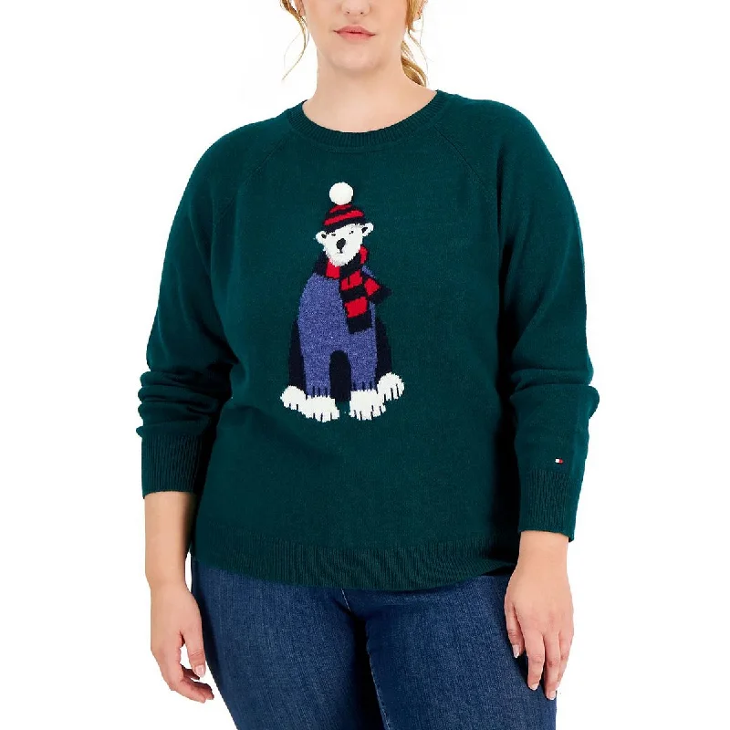 Luxury Knit TopsTommy Hilfiger Womens Plus Graphic Cotton Christmas Sweater