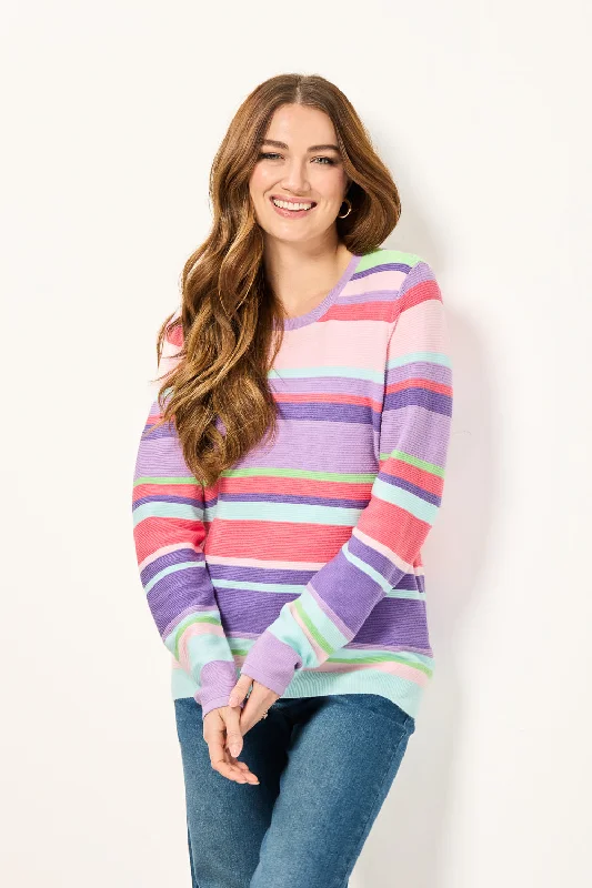 Angora Knit TopsMulti Stripe Jumper - Purple Combo