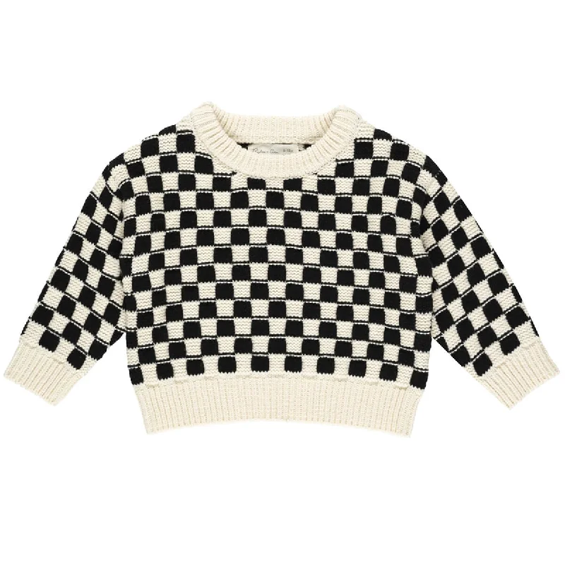 Artist Knit TopsAspen Sweater in Check by Rylee & Cru