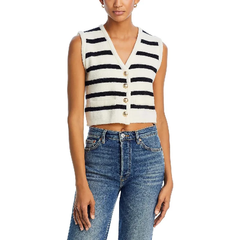 Recycled Fabric Knit TopsLine & Dot Womens Tumi Striped Button-Down Tank Top Sweater