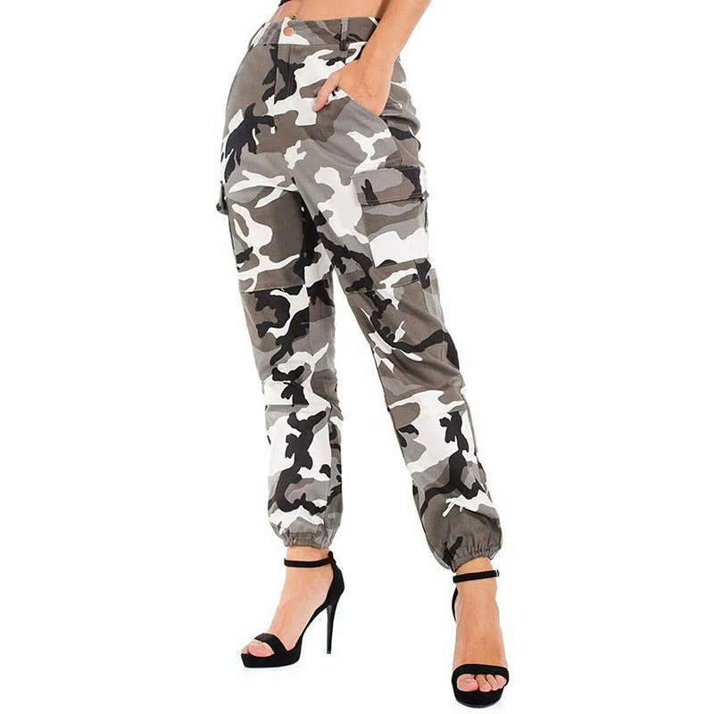 Ladies Plus Size Casual Camo Cargo Pant Popular Summer Women Slim Fit Camouflage Print High Waist Stretch Joggers Trousers S-3XLPlus size women's V-neck tops