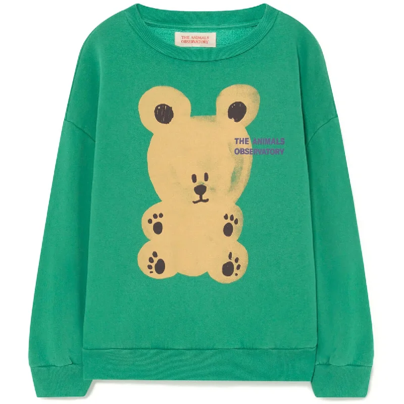 Off-Shoulder Knit TopsBear Kids Sweatshirt in Green by The Animals Observatory - Last One In Stock - 8 Years