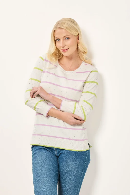 Wool Knit TopsStripe speckled knit jumper - Lilac/Lime