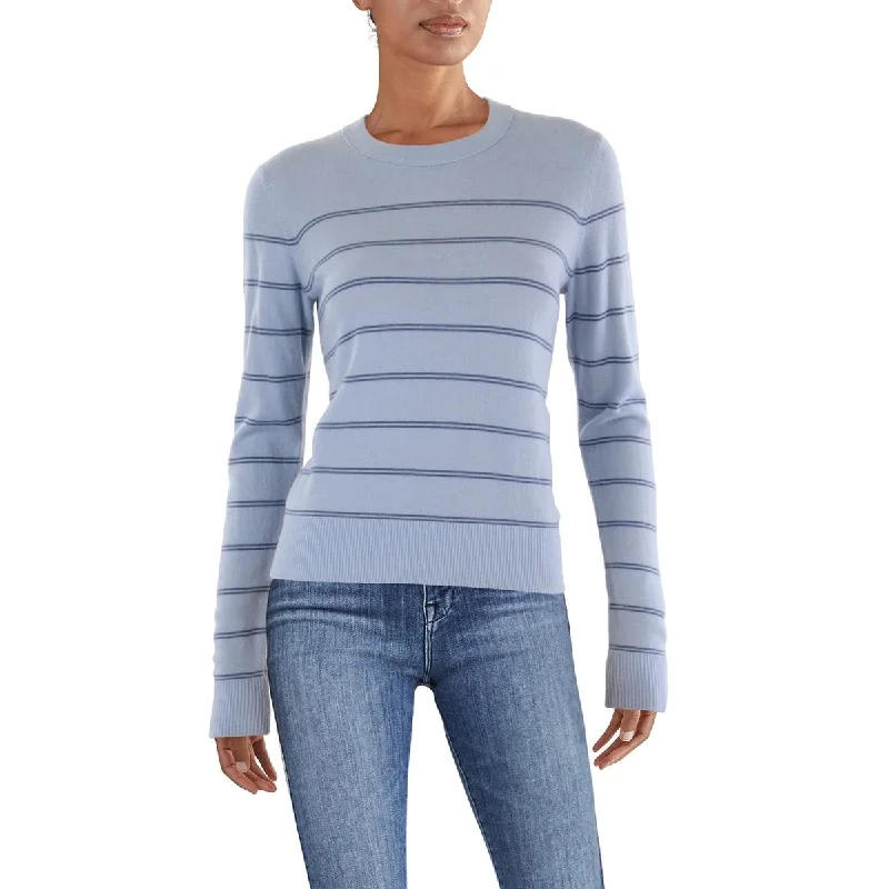 Cable Knit TopsVince Womens Striped Knit Crewneck Sweater