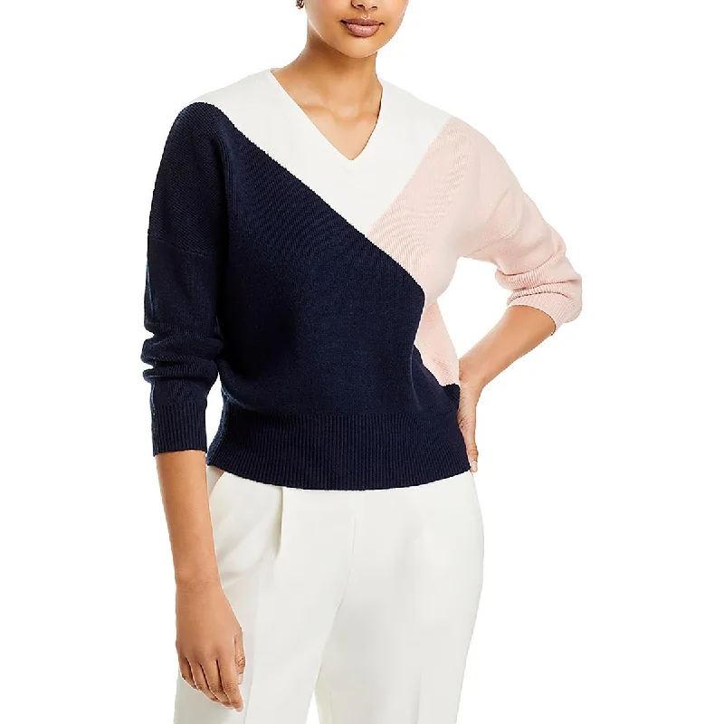 Bamboo Knit TopsT Tahari Womens V-Neck Warm Pullover Sweater