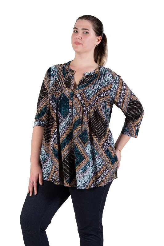 La Cera Plus Size Pleat Front TopPlus Large women's linen tops