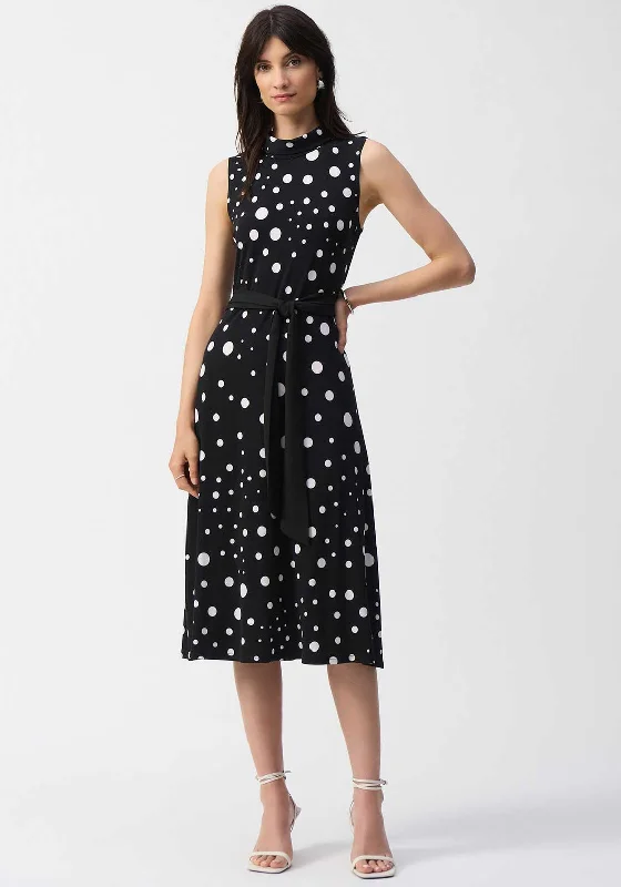 Joseph Ribkoff Polka Dot High Neck Midi Dress, Black