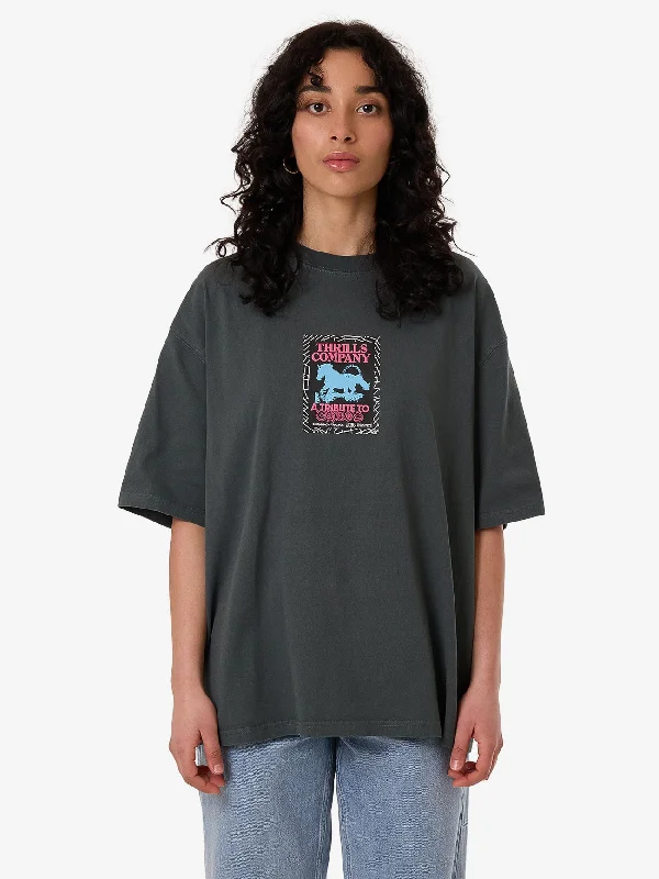 Chain of Formation Oversized Tee - Charcoal BlueWomen's affordable tops